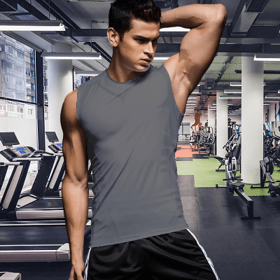 Haut de Compression - GymSleevelessShirt™ - Gris - MonEspritSport.com