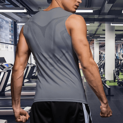 Haut de Compression - GymSleevelessShirt™ - Gris - MonEspritSport.com