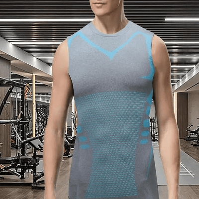 Haut de Compression - GymSleevelessShirt™ - Gris Néon - MonEspritSport.com
