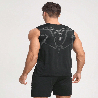 Haut de Compression - GymSleevelessShirt™ - Noir - MonEspritSport.com