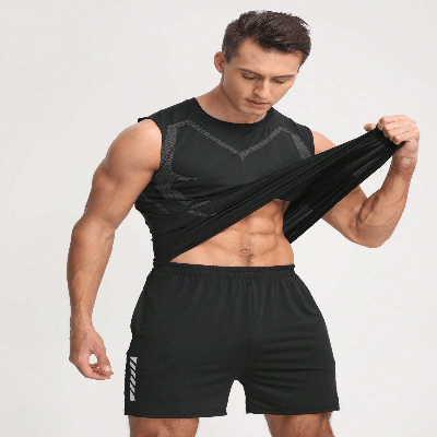 Haut de Compression - GymSleevelessShirt™ - Noir - MonEspritSport.com