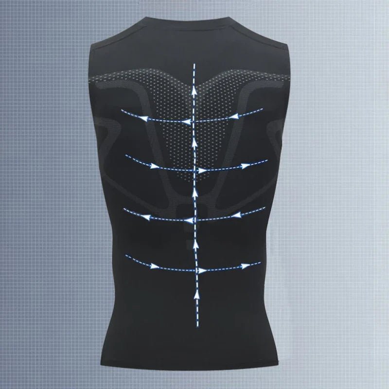 Haut de Compression - GymSleevelessShirt™ - Noir - MonEspritSport.com