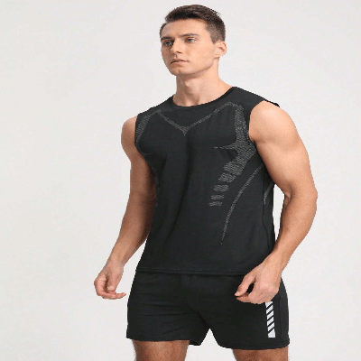 Haut de Compression - GymSleevelessShirt™ - Noir - MonEspritSport.com