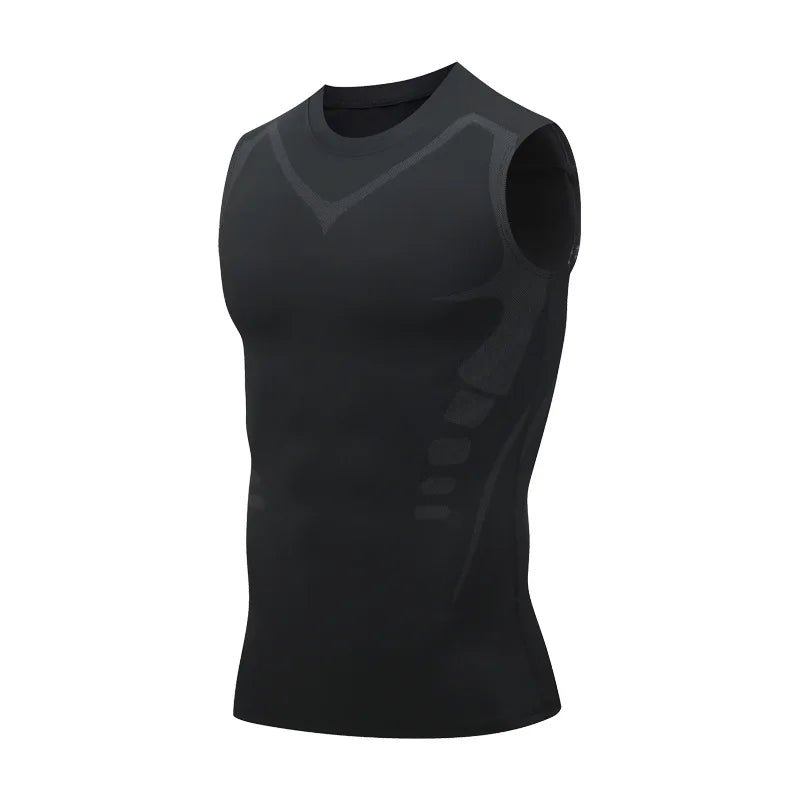 Haut de Compression - GymSleevelessShirt™ - Noir - MonEspritSport.com