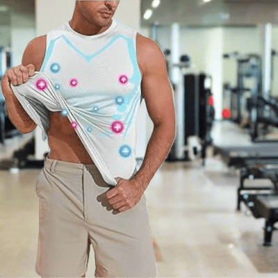 Haut de Compression - GymSleevelessShirt™ - Blanc Néon - MonEspritSport.com