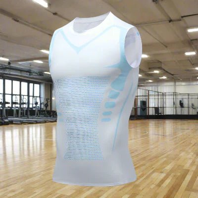 Haut de Compression - GymSleevelessShirt™ - Blanc Néon - MonEspritSport.com
