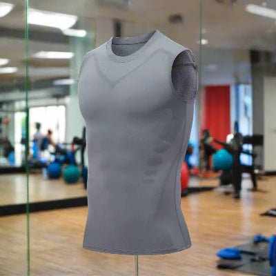 Haut de Compression - GymSleevelessShirt™ - Gris - MonEspritSport.com