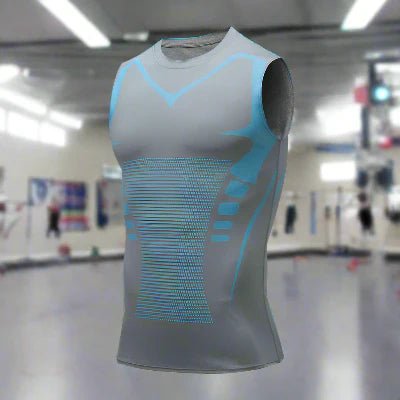 Haut de Compression - GymSleevelessShirt™ - Gris Néon - MonEspritSport.com