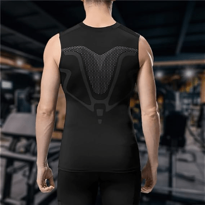 Haut de Compression - GymSleevelessShirt™ - Noir Néon - MonEspritSport.com