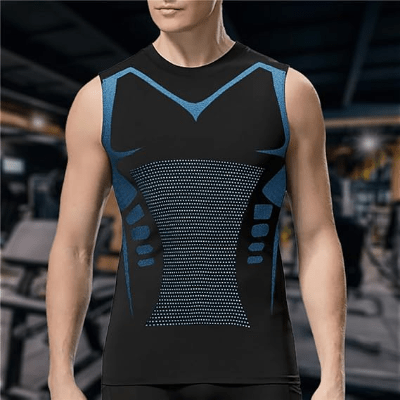 Haut de Compression - GymSleevelessShirt™ - Noir Néon - MonEspritSport.com